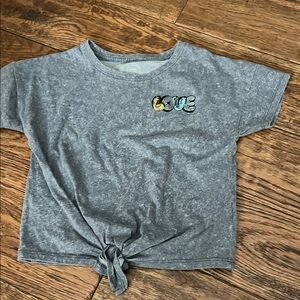 Gray Kids T-Shirt with Love Embroidery